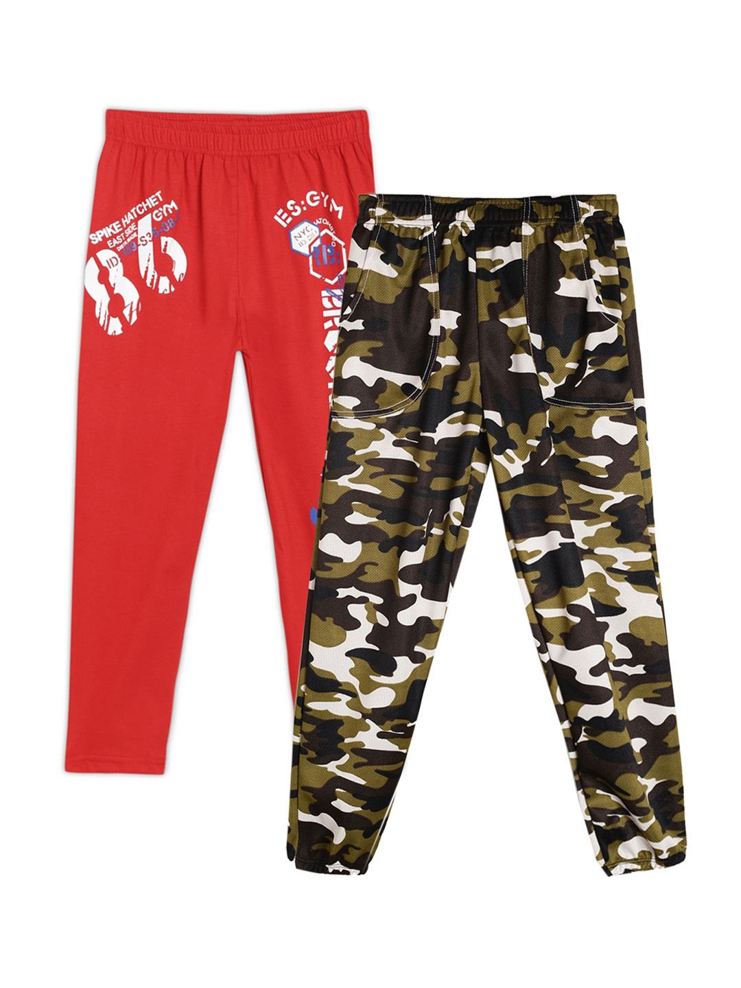 

Fashionable Girls Pack Of 2 Printed Track Pants, Multi