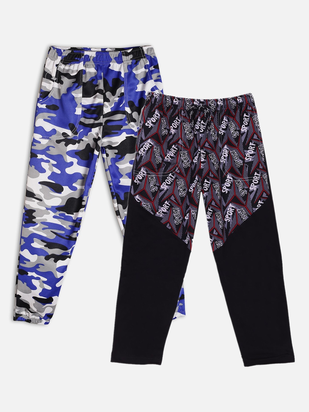 

Fashionable Girls Pack of 2 Printed Track Pants, Multi
