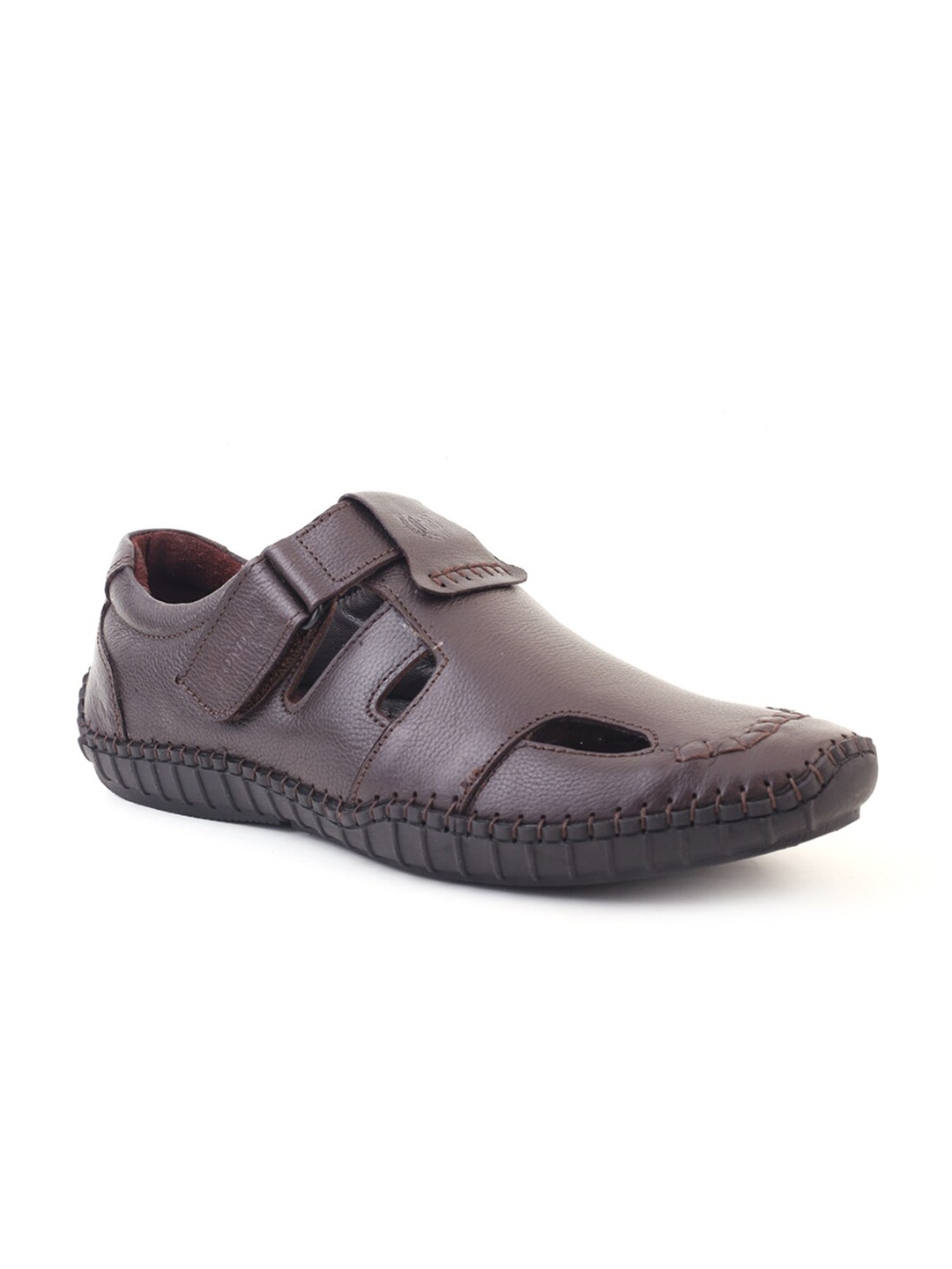 

MONDAIN Men Brown Leather Shoe-Style Sandals