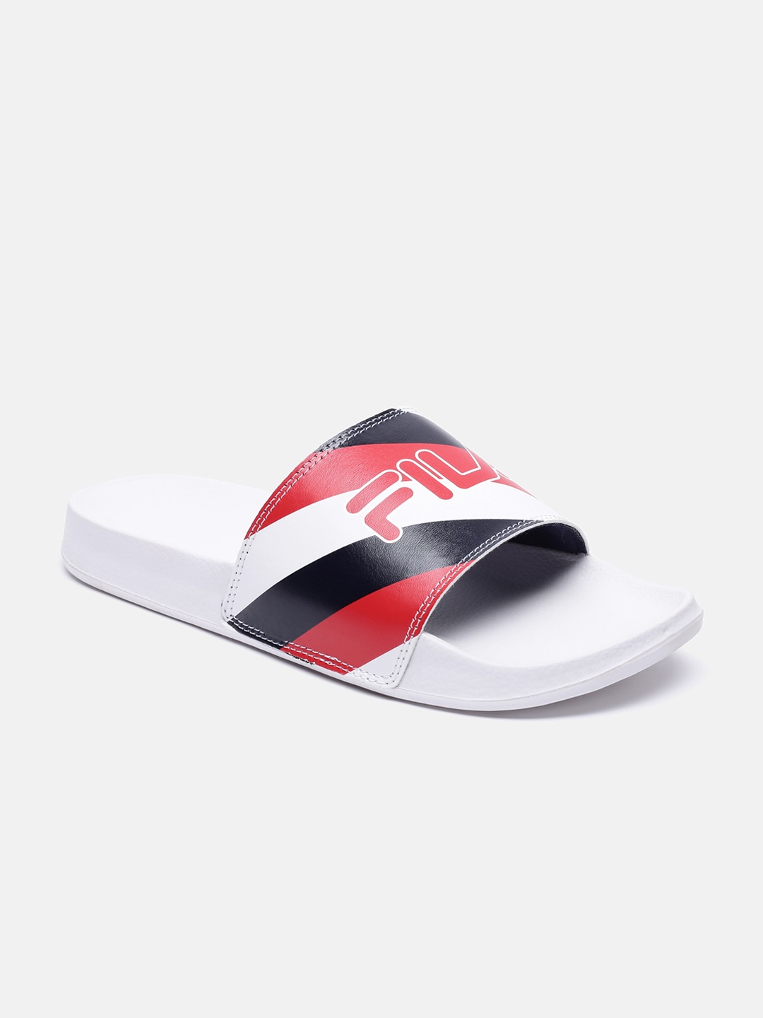 

FILA Men White & Red Printed Sliders