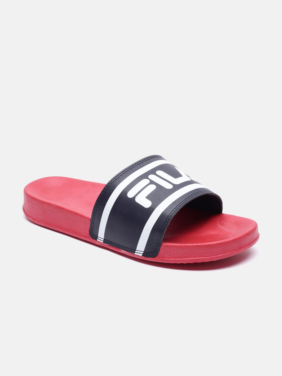 

FILA Men Black & Red Printed Sliders