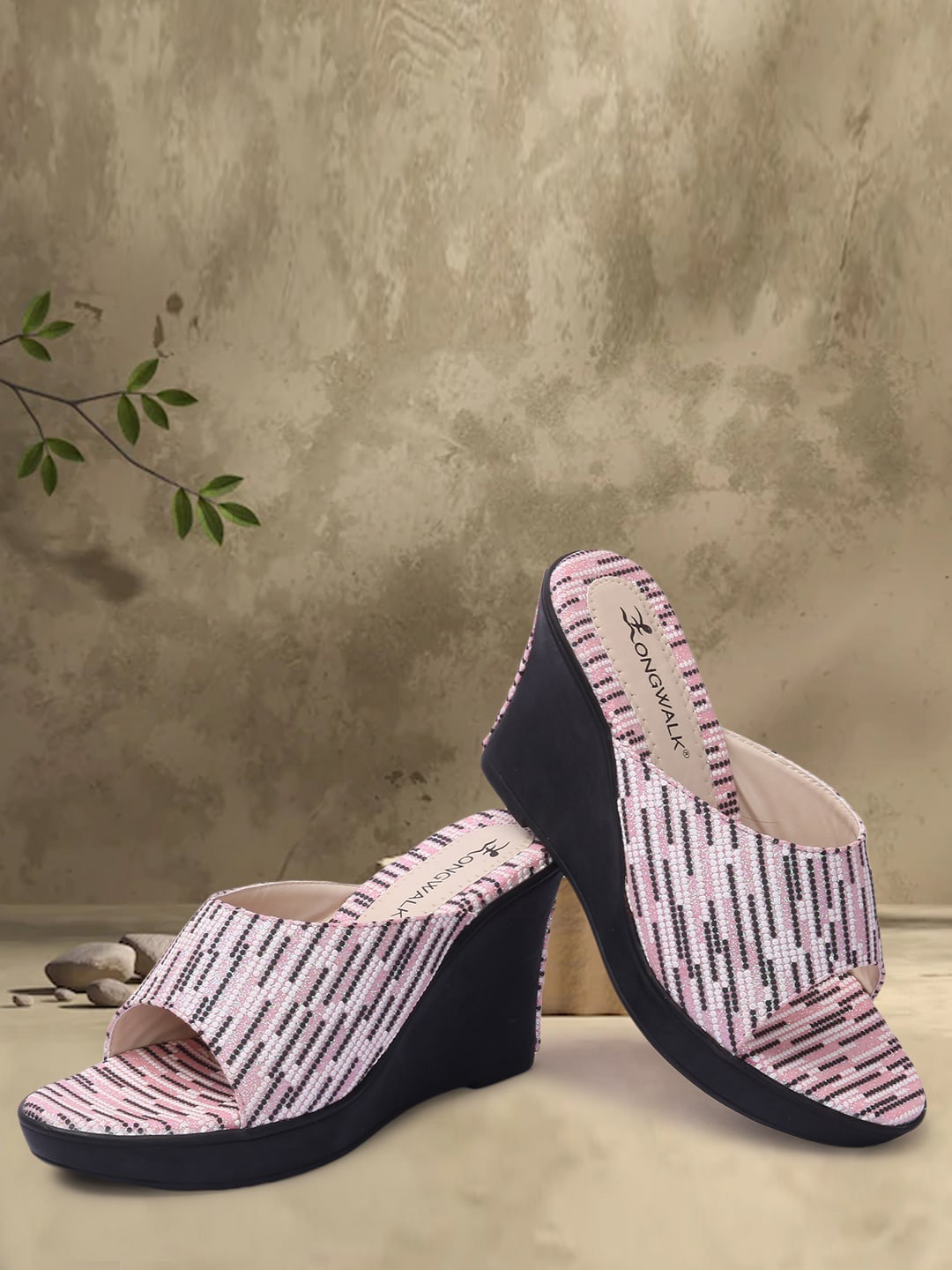 

Longwalk Pink Striped High-Top Wedge Sandals