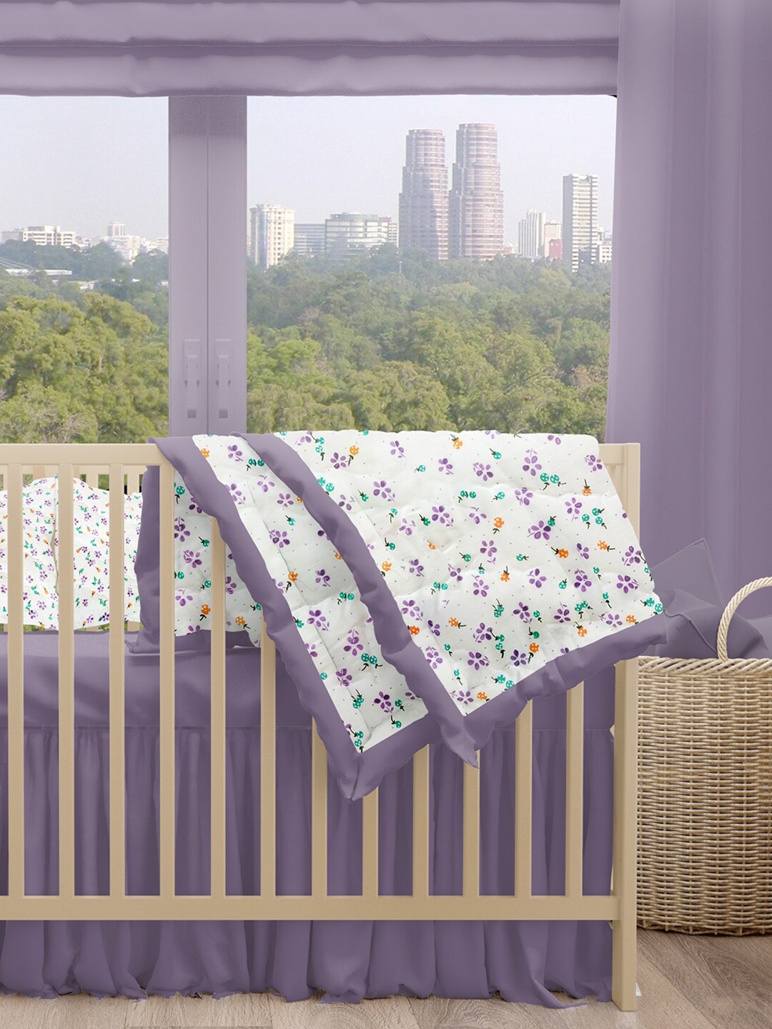 

Moms Home Purple & White Floral Summer Single Bed Quilt
