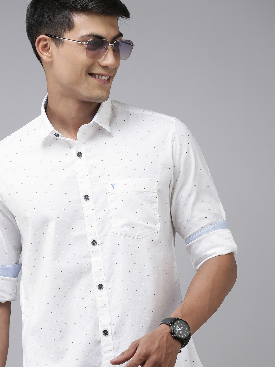 

Van Heusen Sport Men White Slim Fit Printed Pure Cotton Casual Shirt