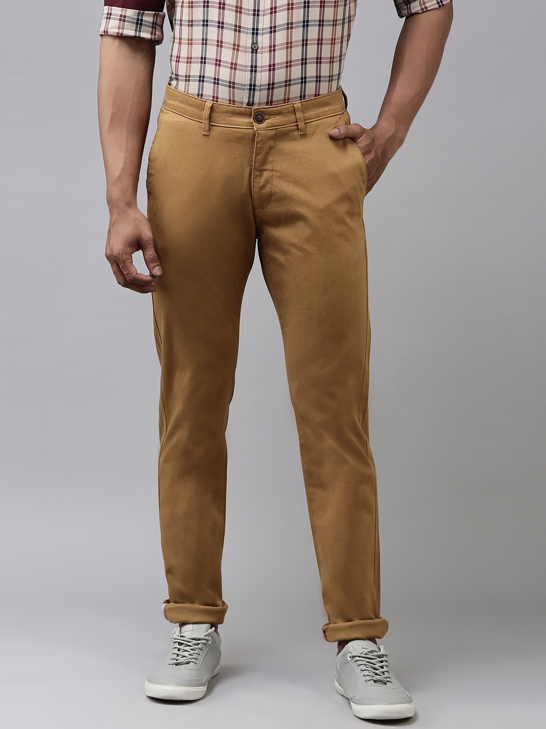 

Van Heusen Sport Men Camel Brown Tapered Fit Regular Trousers