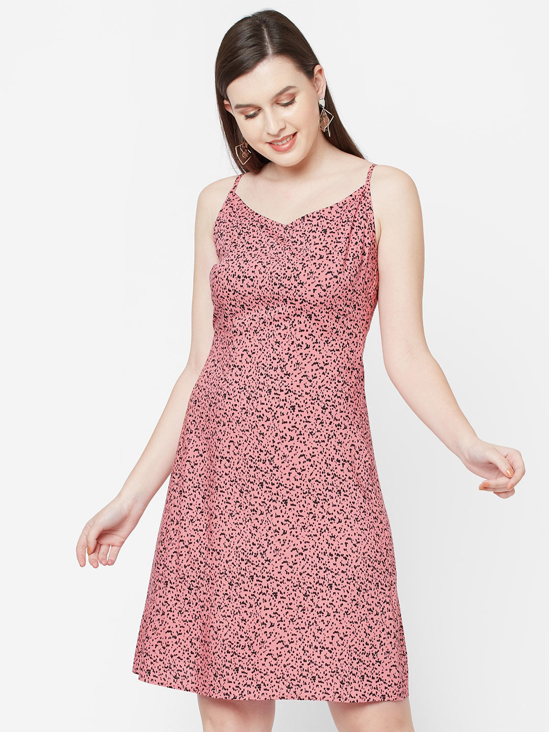 

MISH Pink Abstract Print Cotton A-Line Dress