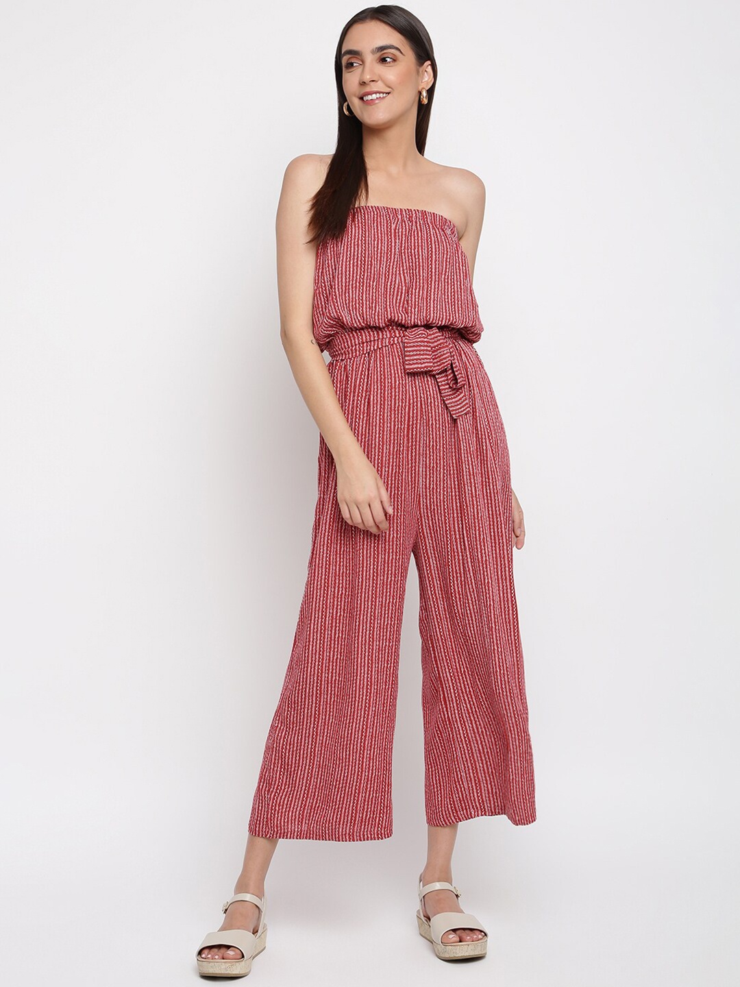

iki chic Red Printed Basic Jumpsuit