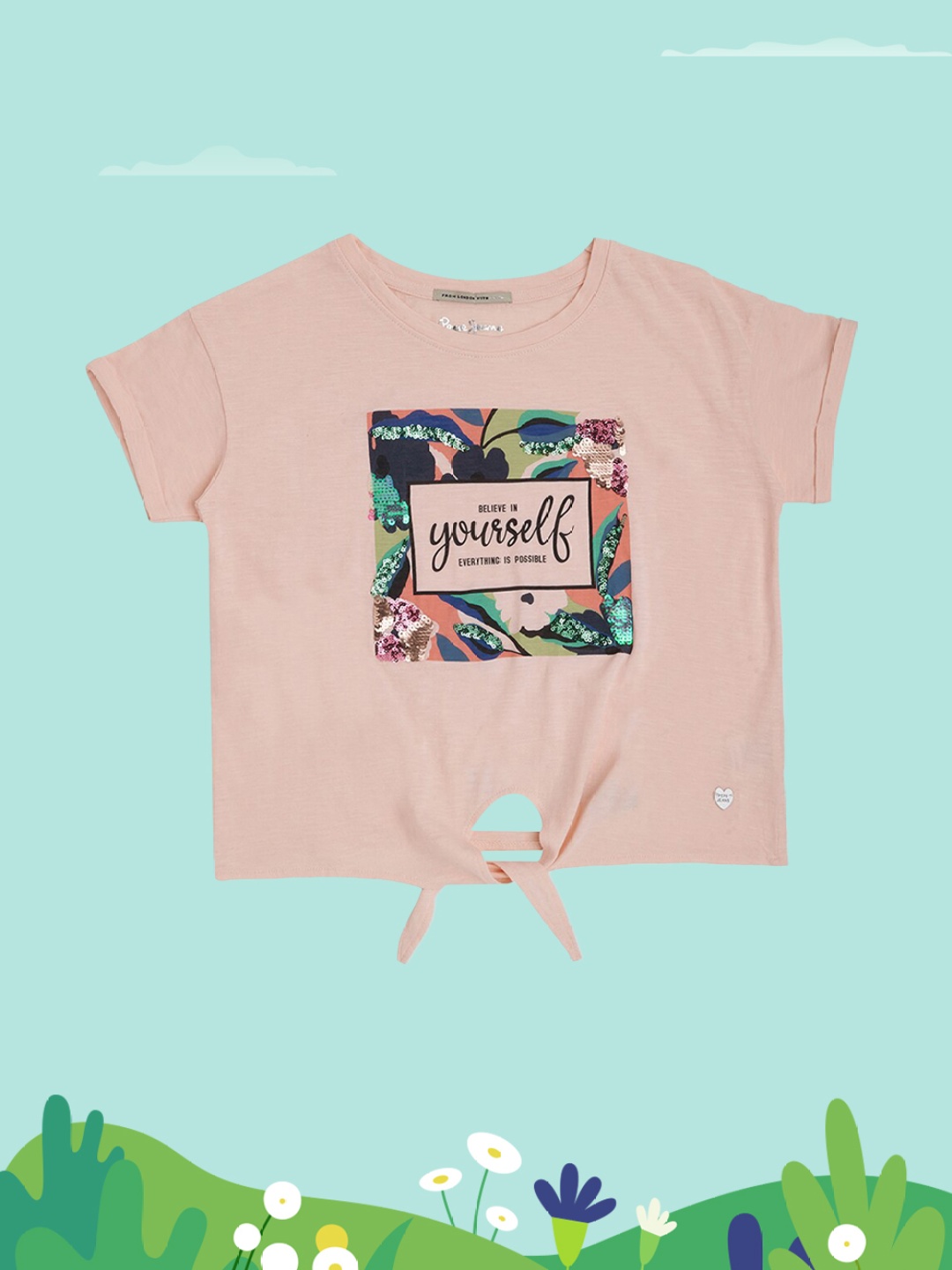 

Pepe Jeans Girls Pink Typography Printed Cotton T-shirt