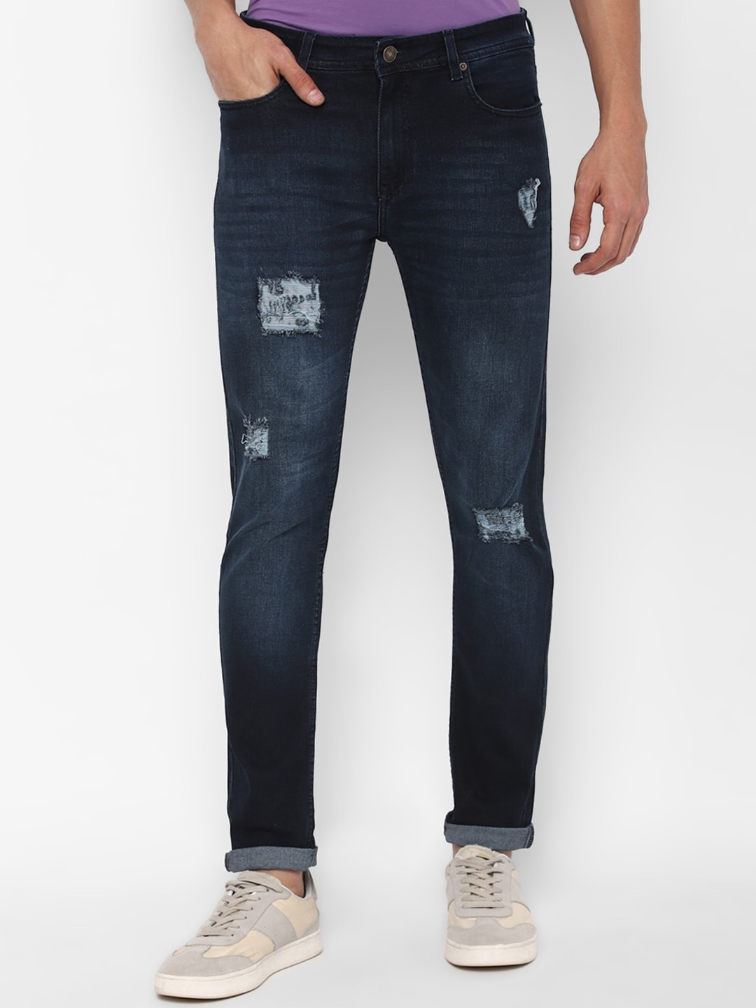 

FOREVER 21 Men Blue Mildly Distressed Light Fade Jeans