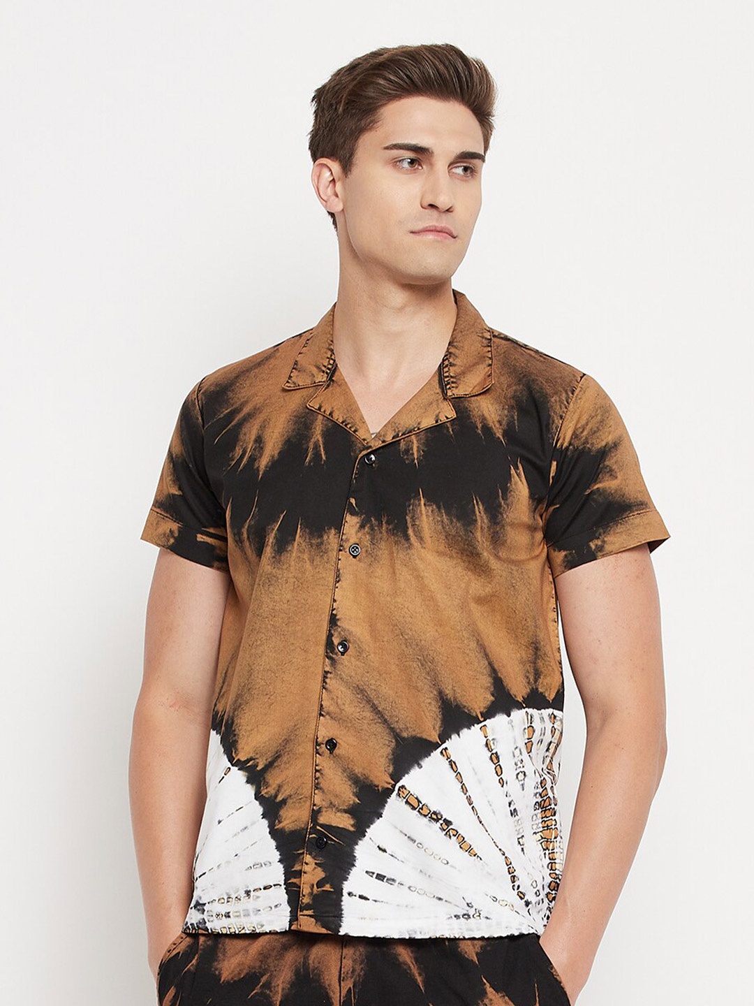 

FUGAZEE Men Brown Slim Fit Tie & Dye Casual Shirt