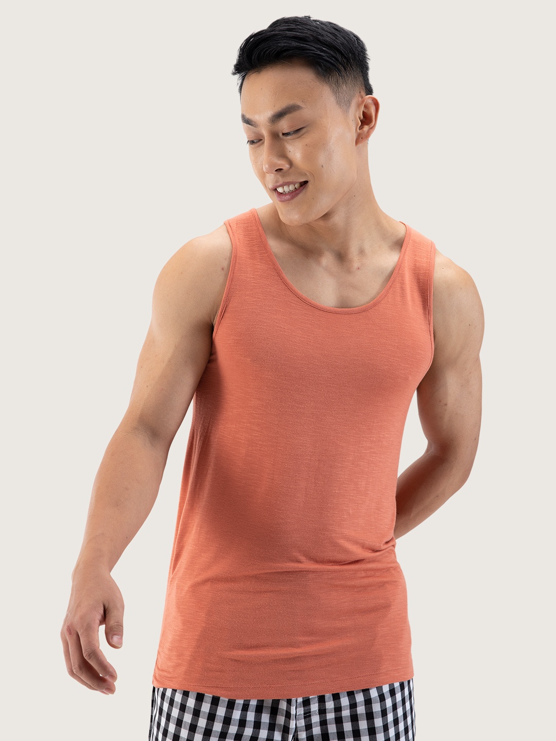 

DAMENSCH Men Orange Solid Bamboo Anti Bacterial & Anti Microbial Vest