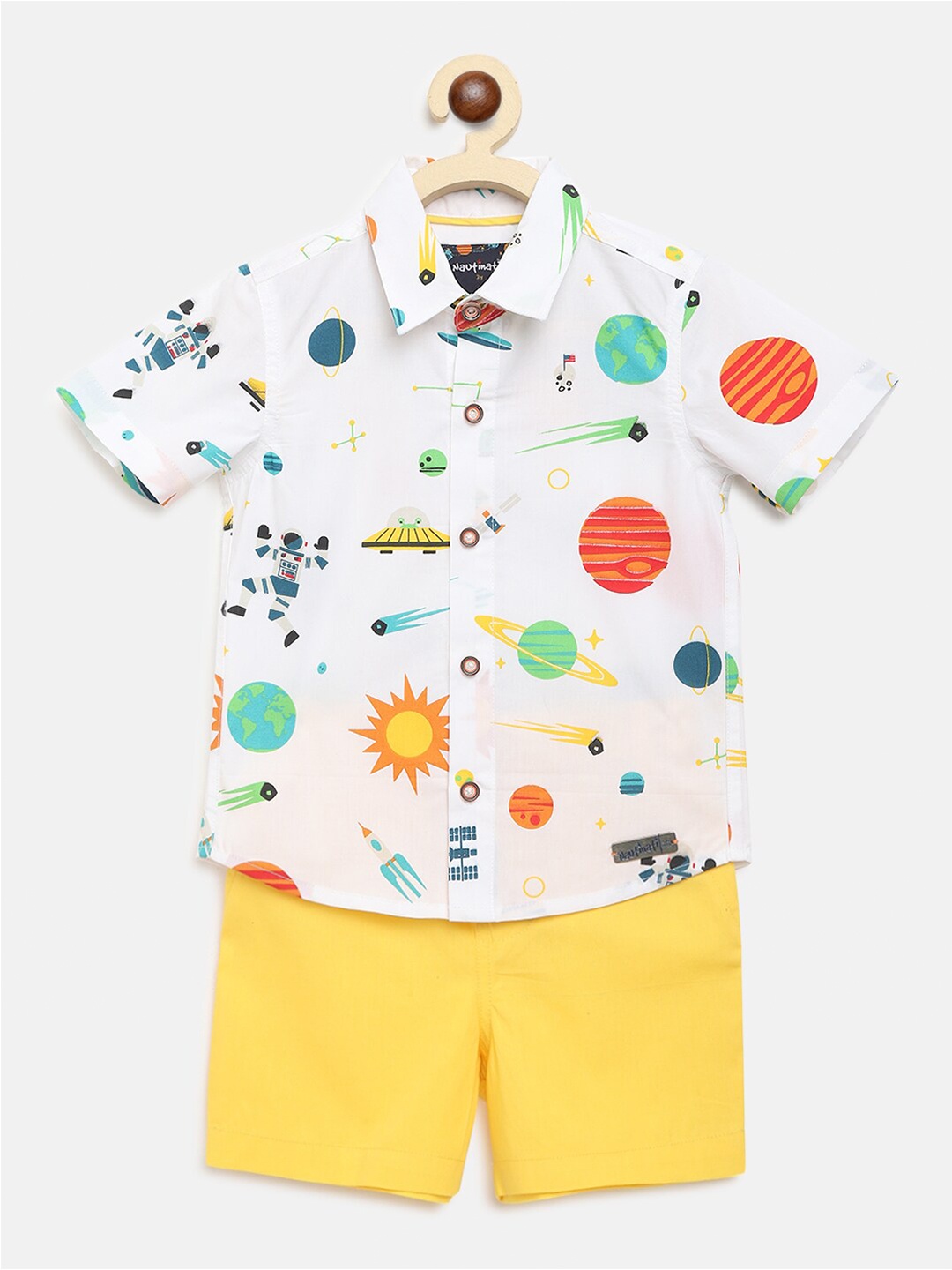 

Nauti Nati Boys Multicoloured Printed Shirt with Shorts, Multi