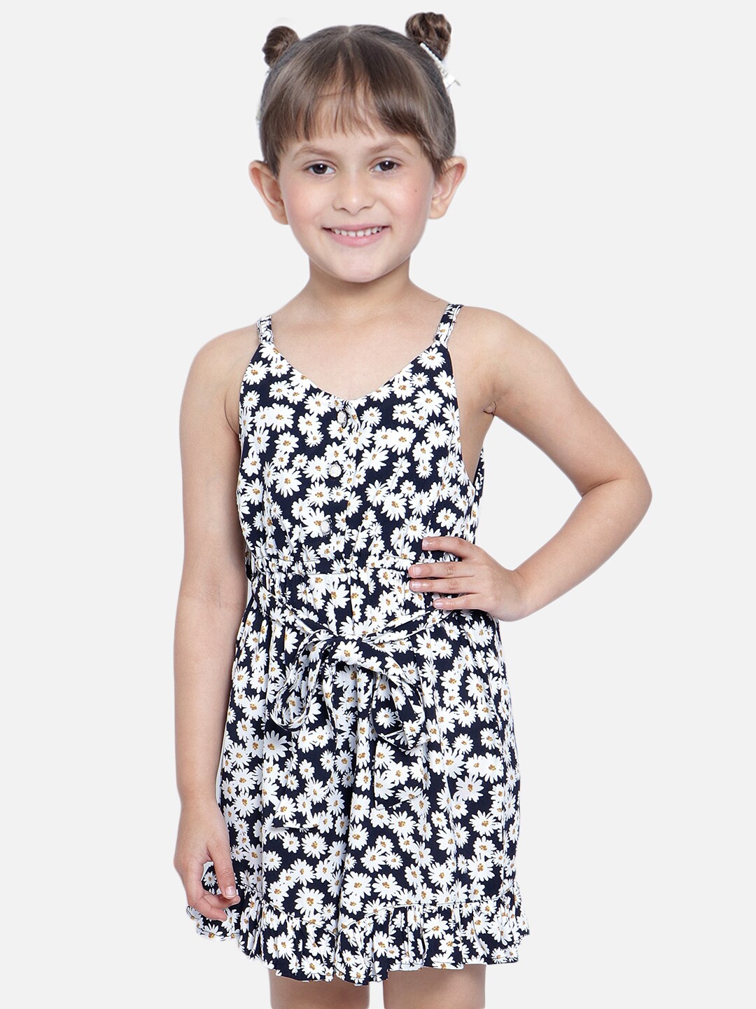 

Nauti Nati Girls Black & White Printed Jumpsuit