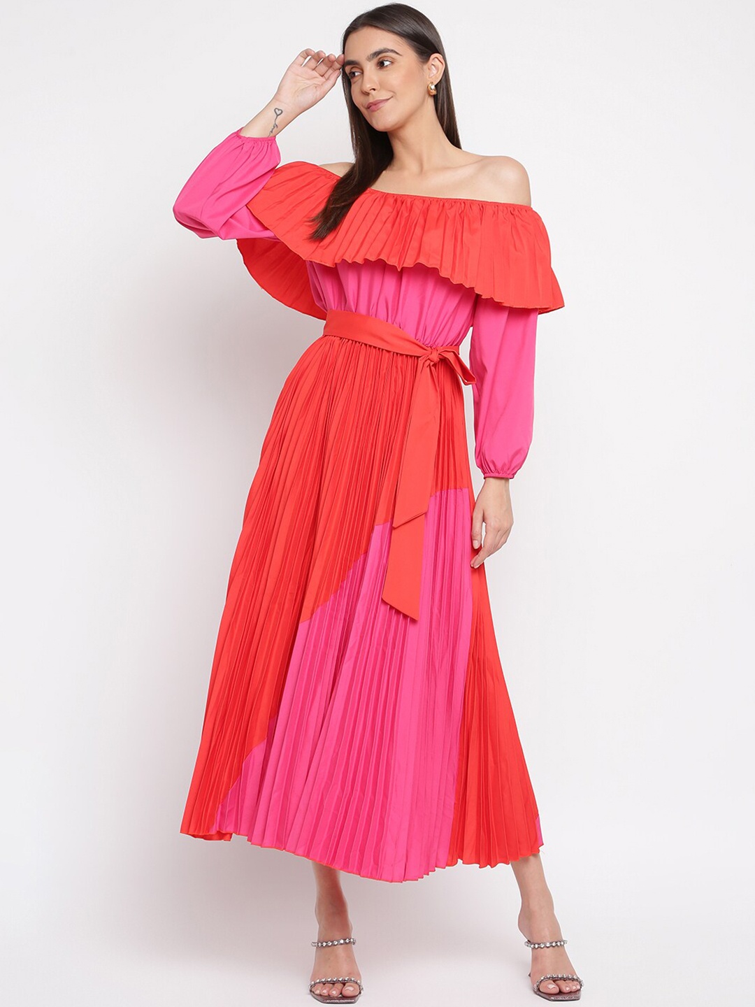 

iki chic Pink Off-Shoulder Maxi Midi Dress