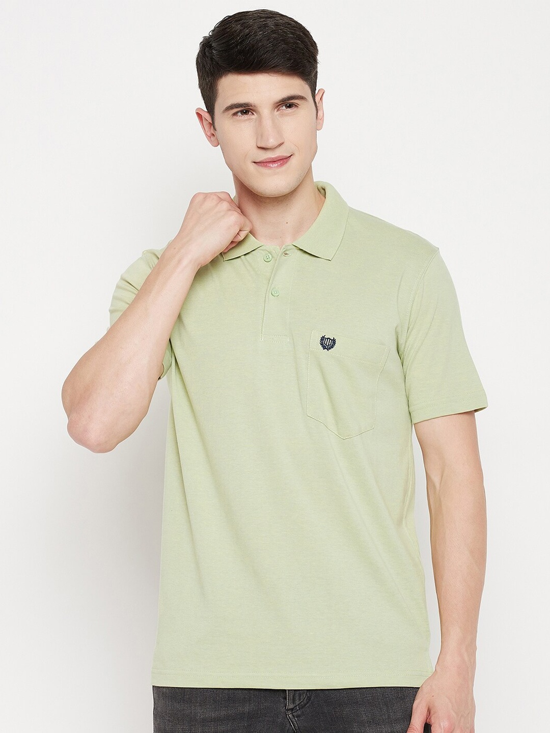 

Duke Men Pastel Green Polo Collar T-shirt