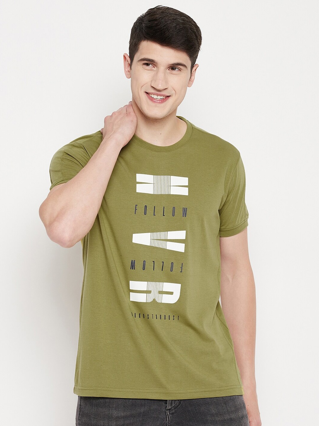 

Duke Green Typography Printed Cotton Slim Fit T-shirt