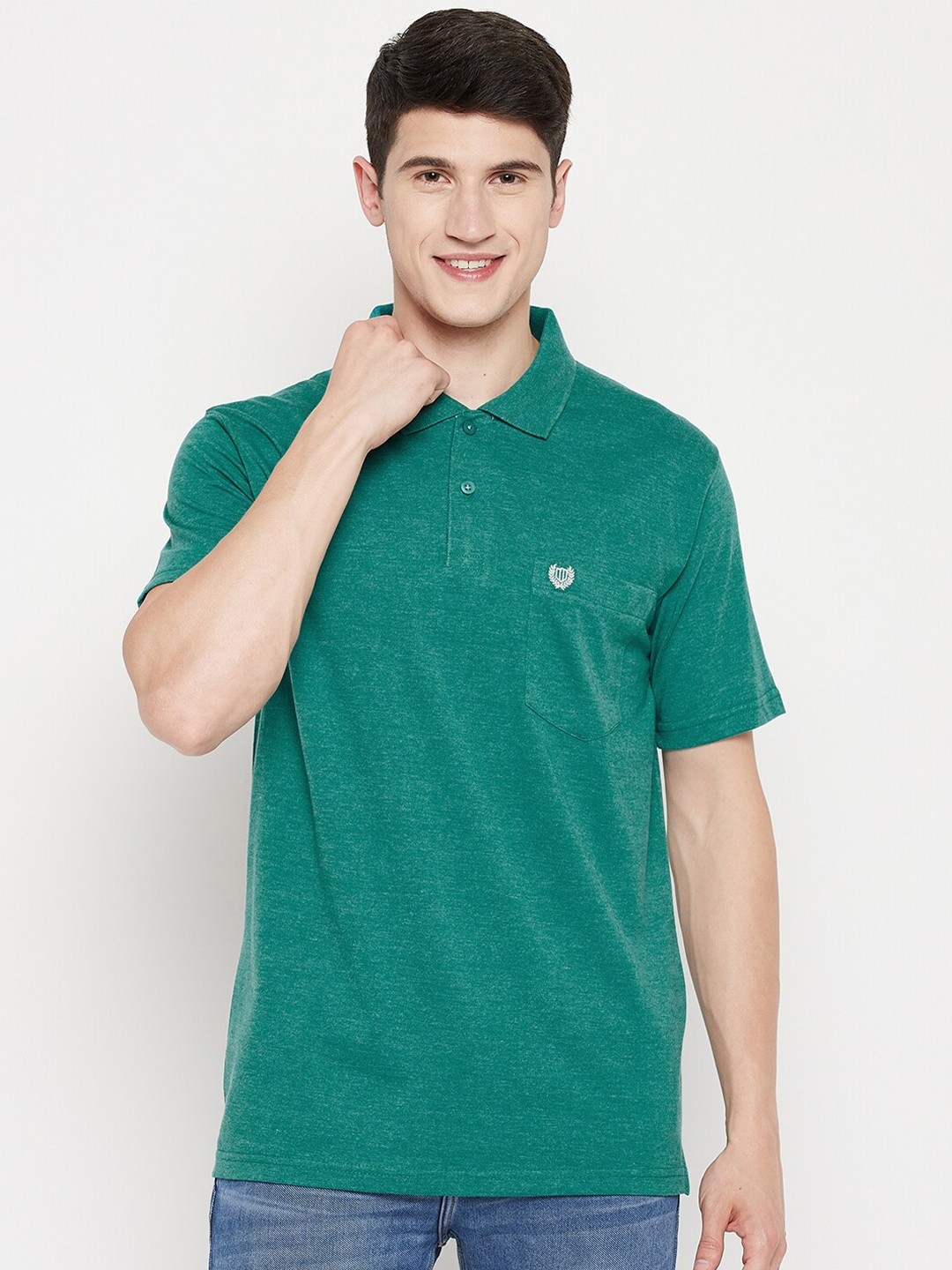 

Duke Men Green Polo Collar T-shirt