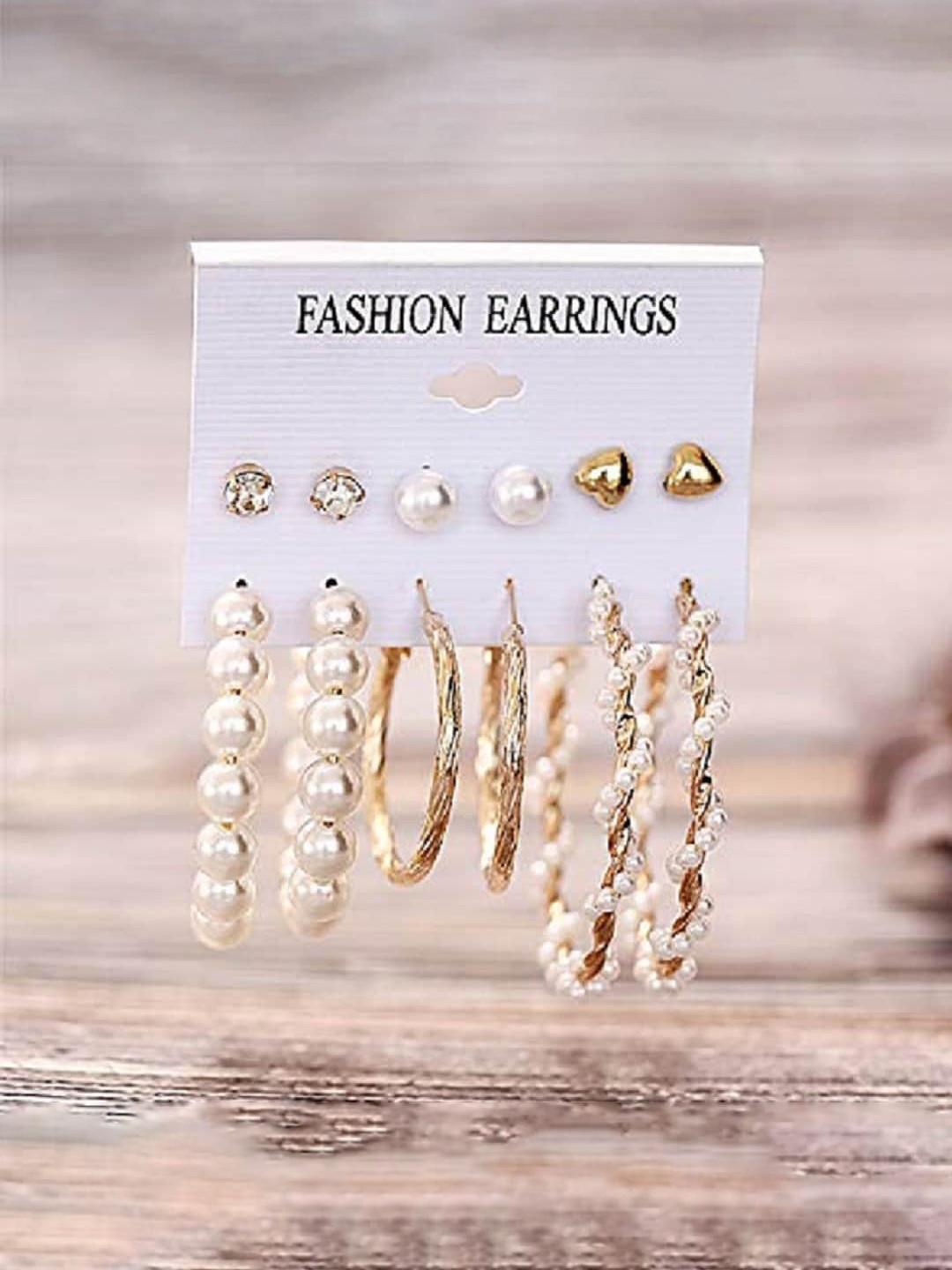 

CHOCOZONE Set Of 6 Gold Plated Circular Hoop Earrings & Studs
