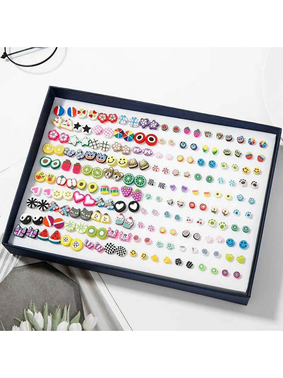 

CHOCOZONE Girls Pack of 100 Contemporary Studs Earrings, Multi