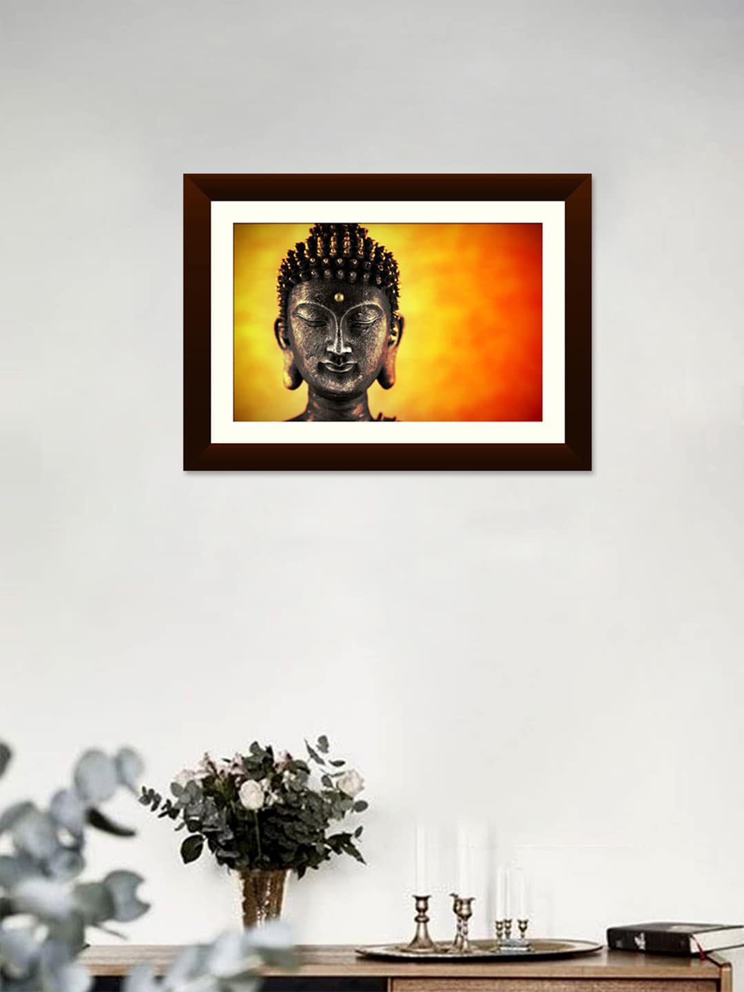 

WALLMANTRA Black & Orange Buddha Spiritual Framed Painting Wall Art