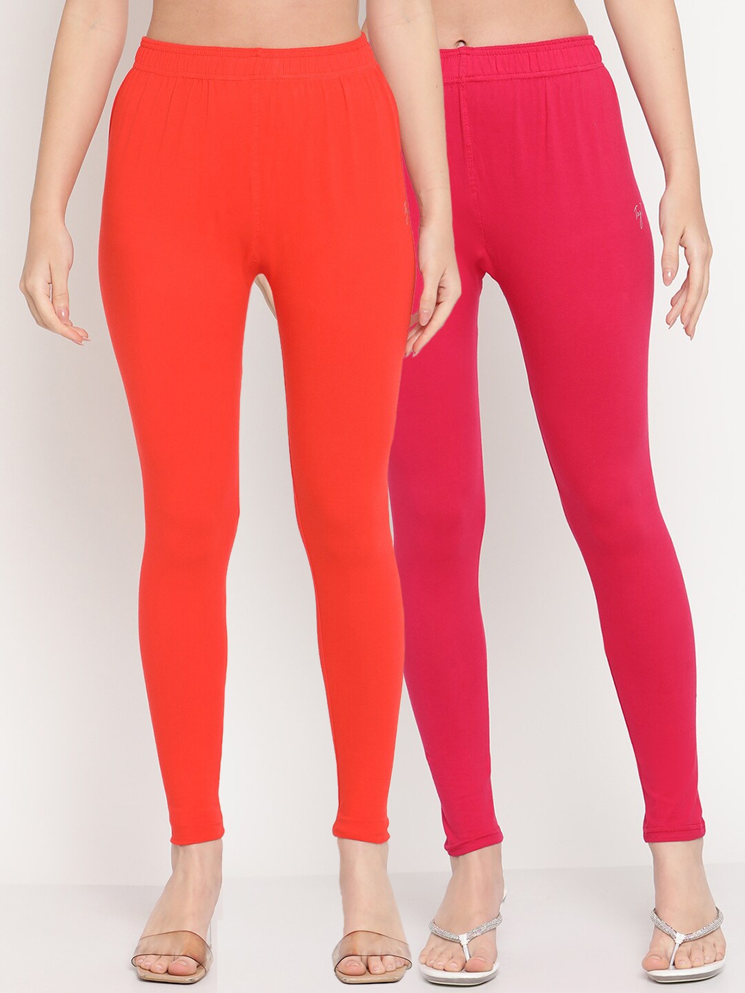 

TAG 7 Women Pack of 2 Comfort-Fit Ankle-Length Leggings, Orange
