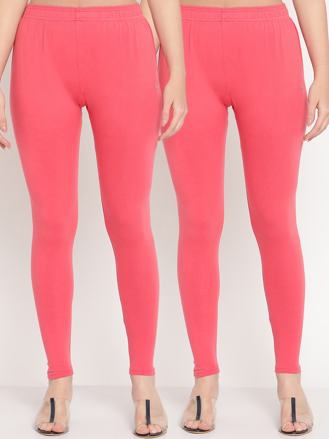 

TAG 7 Pack Of 2 Solid Comfort-Fit Ankle-Length Leggings, Pink