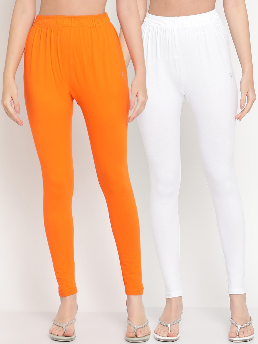 

TAG 7 Pack Of 2 Solid Comfort-Fit Ankle-Length Leggings, White