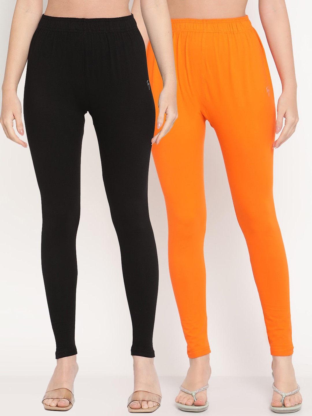

TAG 7 Women Pack of 2 Solid Ankle Length Leggings, Black