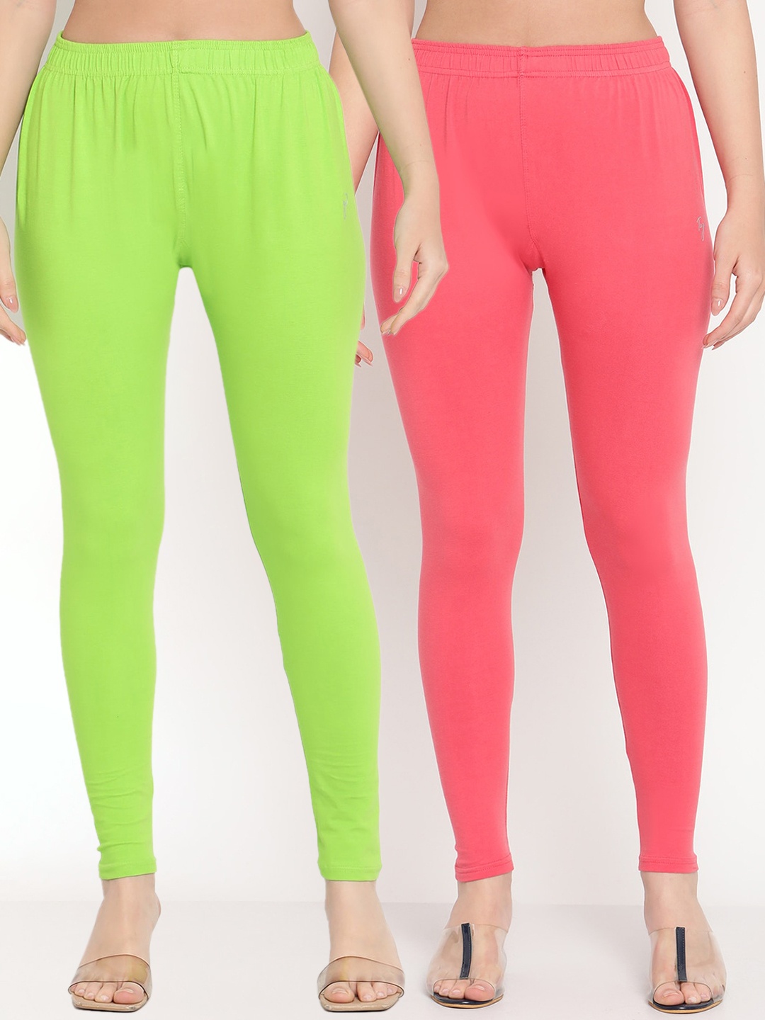 

TAG 7 Pack of 2 Lime Green & Pink Ankle Length Leggings