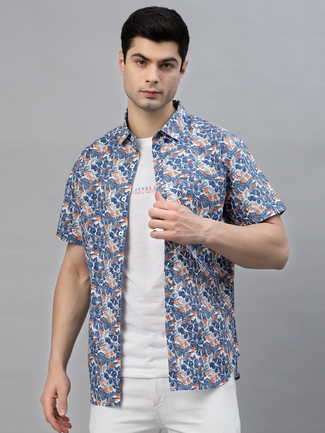 

Style Quotient Men Navy Blue Comfort Floral Printed Casual Shirt