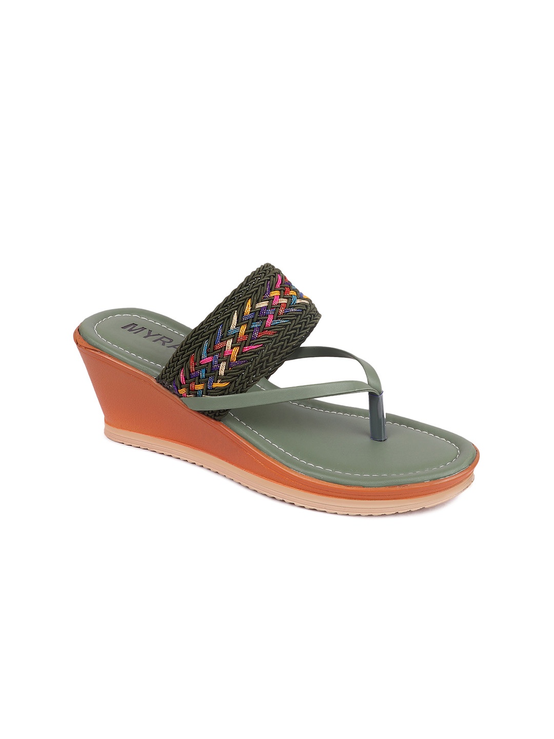

Myra Green Braided Design Wedge Heels