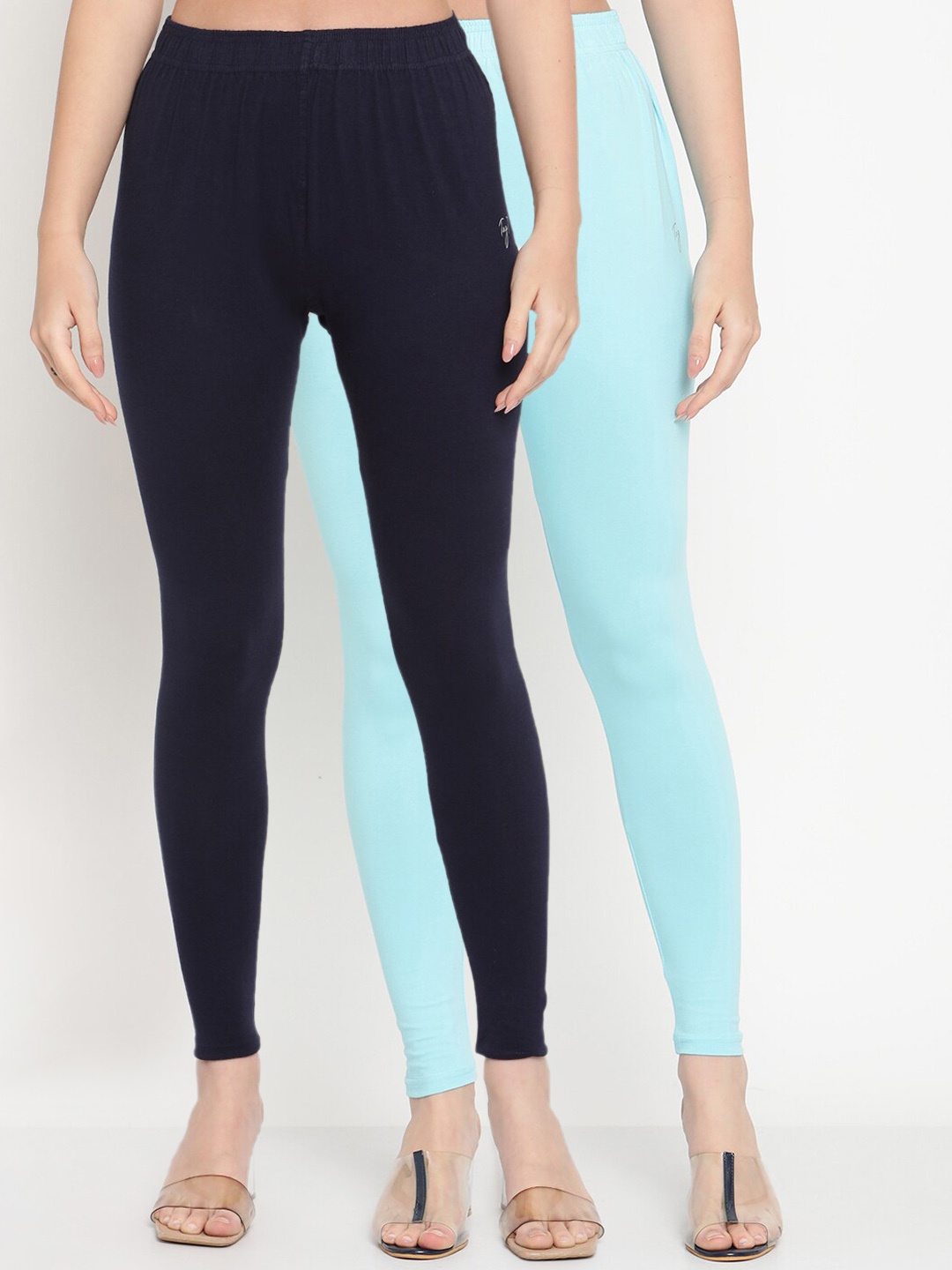 

TAG 7 Women Pack Of 2 Solid Ankle Length Leggings, Blue