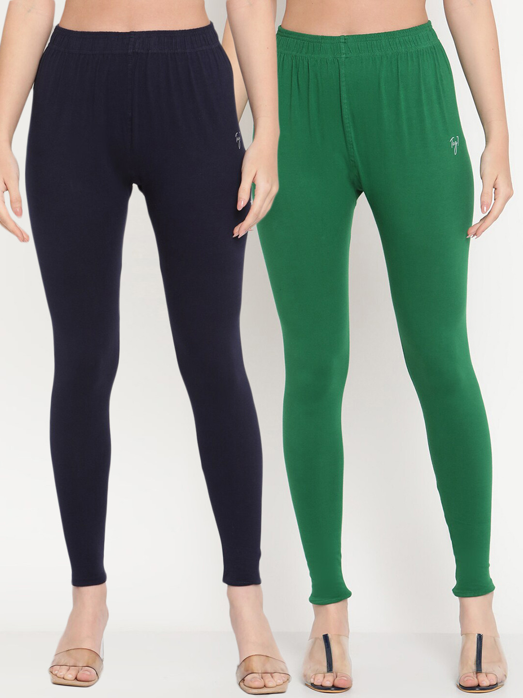 

TAG 7 Women Pack of 2 Solid Leggings, Green