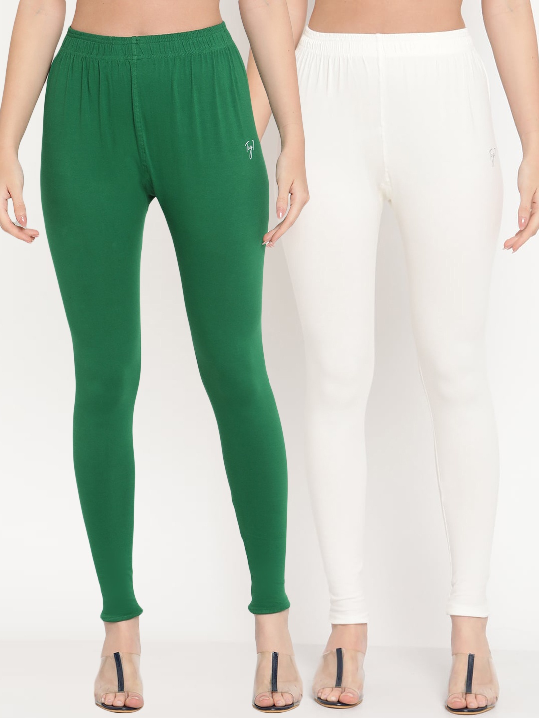 

TAG 7 Women Pack of 2 Ankle Length Leggings, Off white