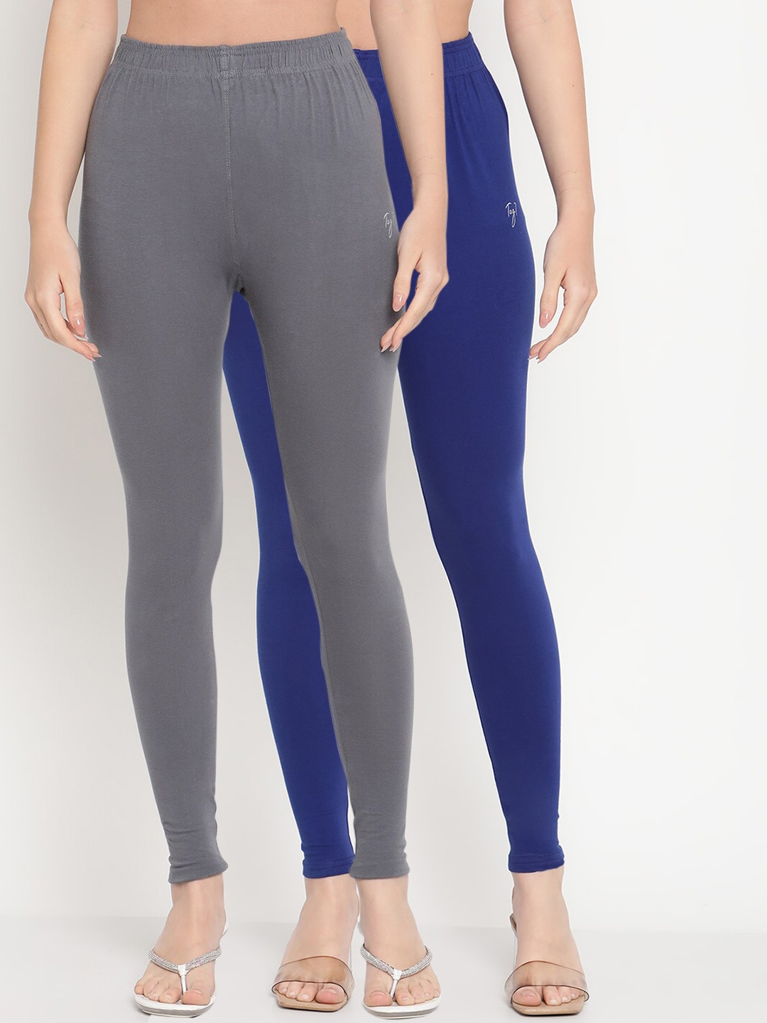 

TAG 7 Women Pack of 2 Solid Leggings, Grey