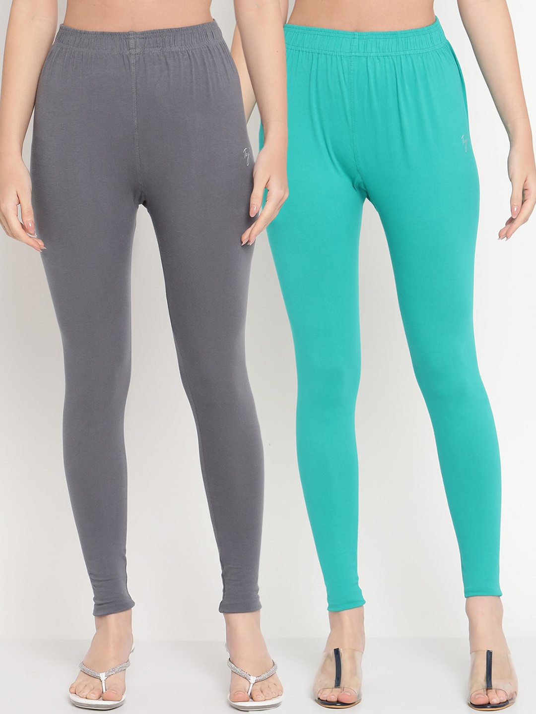 

TAG 7 Women Pack of 2 Ankle Length Leggings, Grey