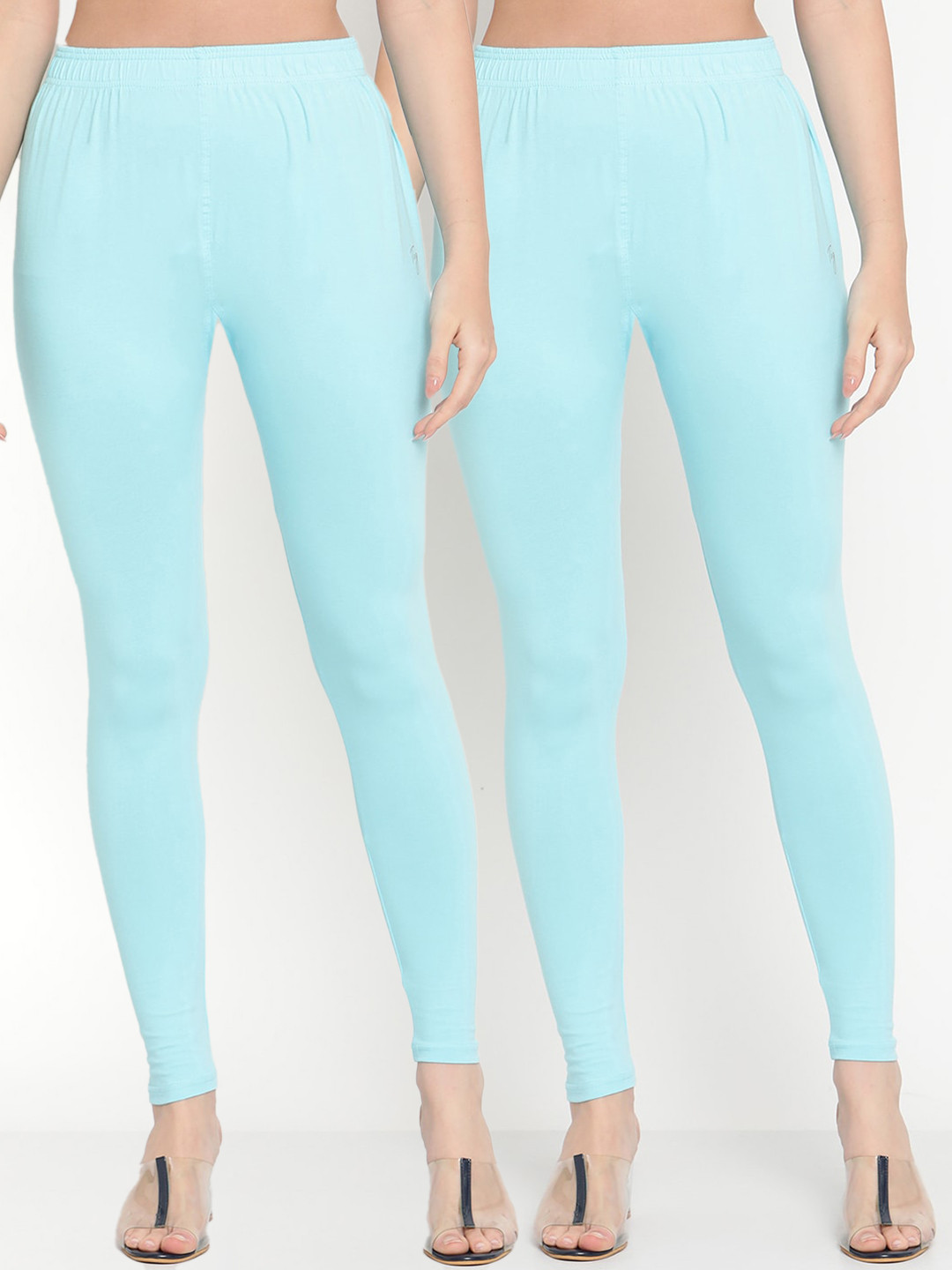 

TAG 7 Women Pack of 2 Solid Leggings, Blue