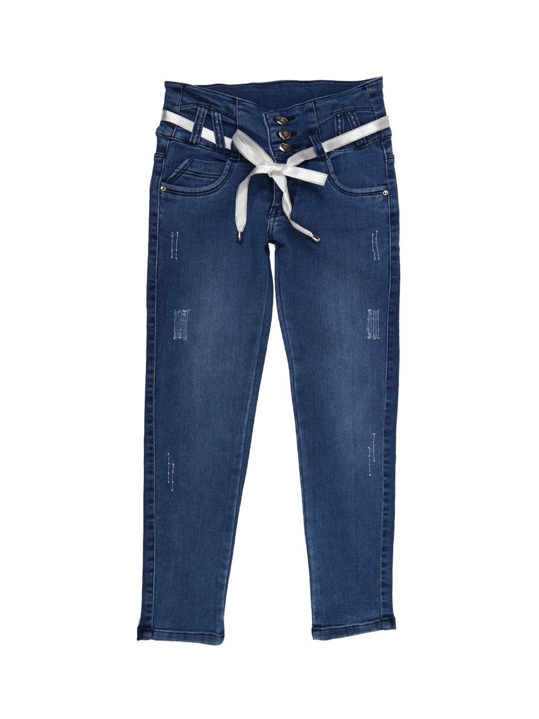 

V-Mart Girls Blue Classic High-Rise Low Distress Light Fade Jeans