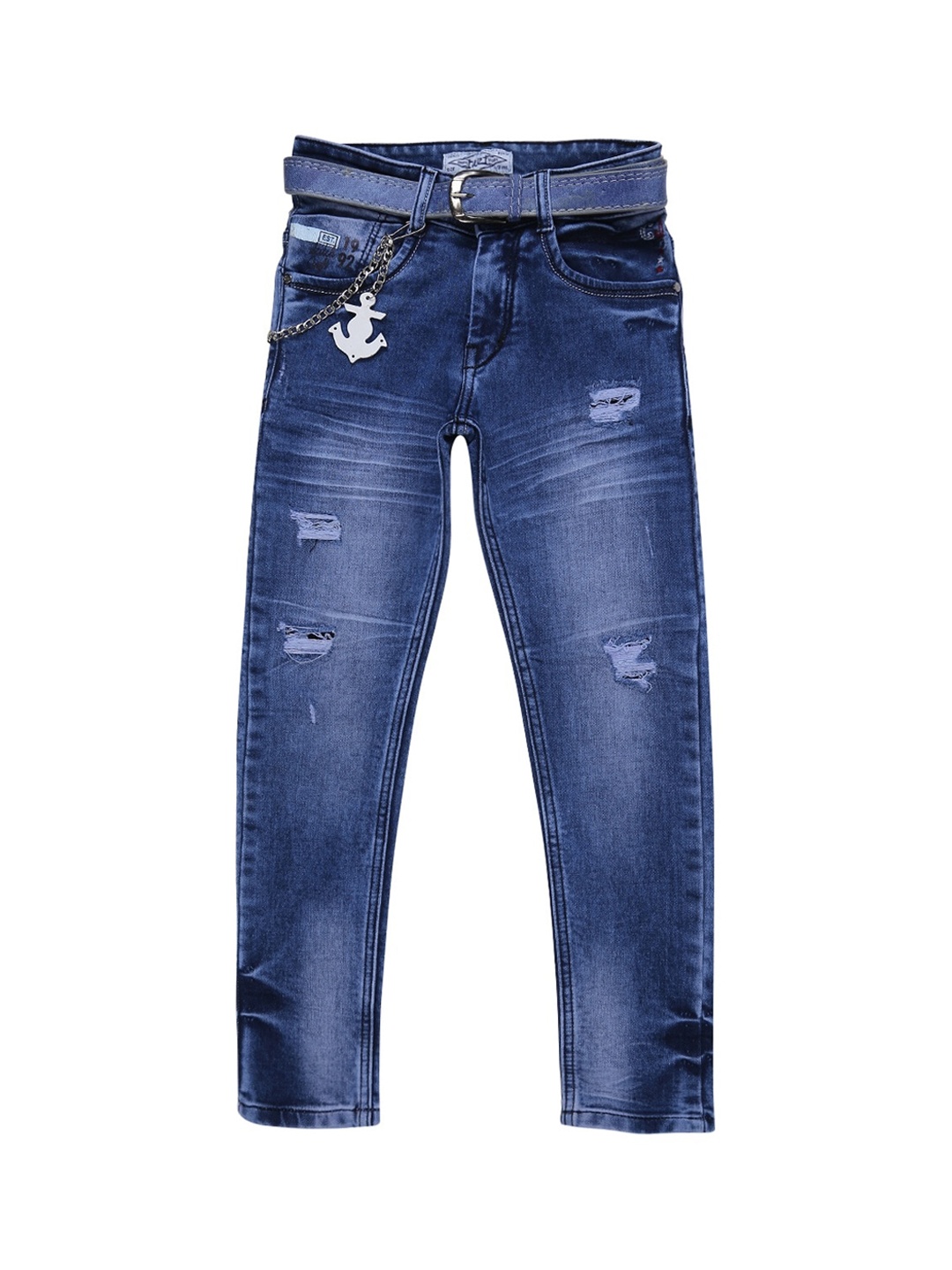 

V-Mart Boys Blue Classic Regular Fit Mildly Distressed Light Fade Jeans