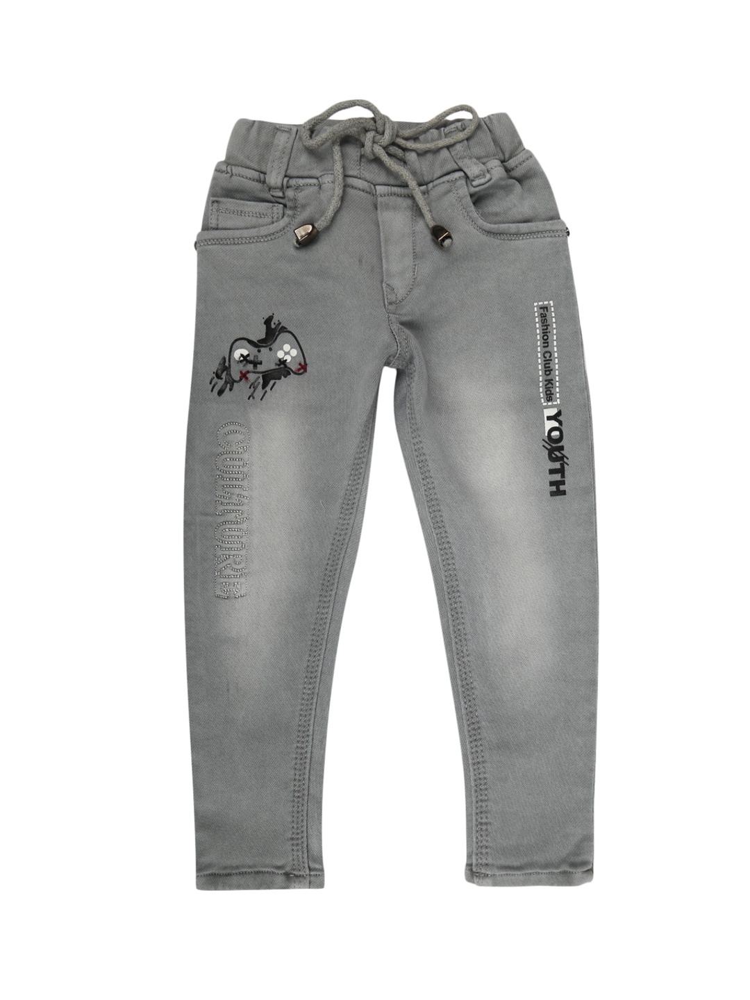 

V-Mart Boys Grey Classic Low Distress Heavy Fade Jeans