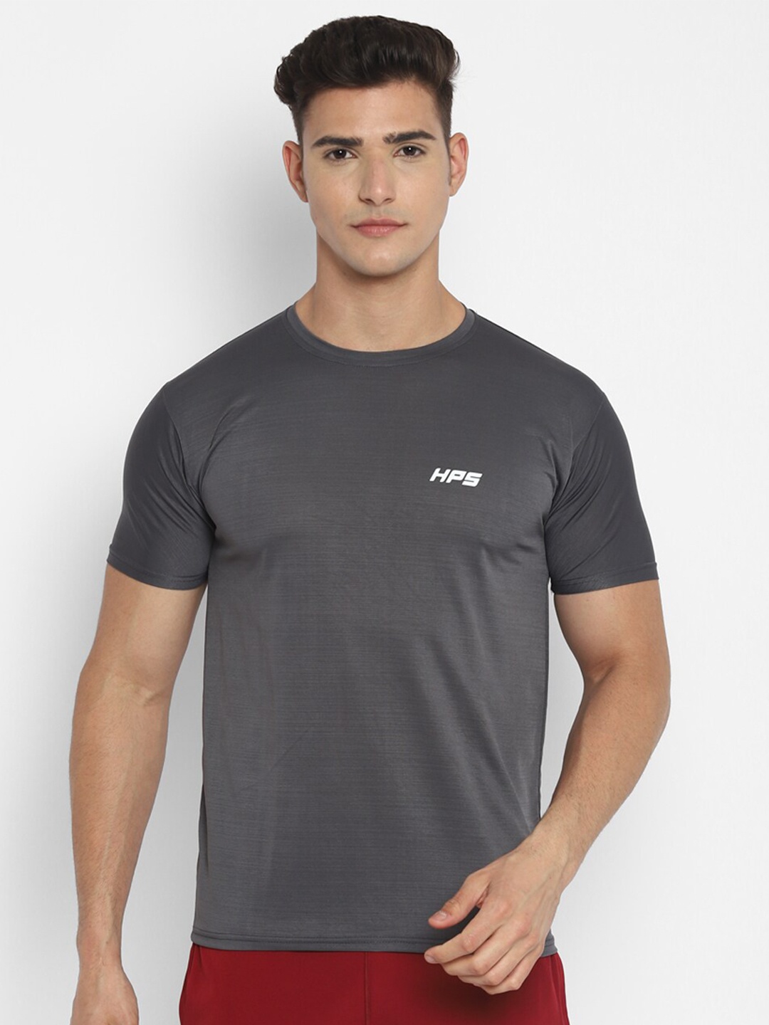 

HPS Sports Men Grey Running Sports T-shirt