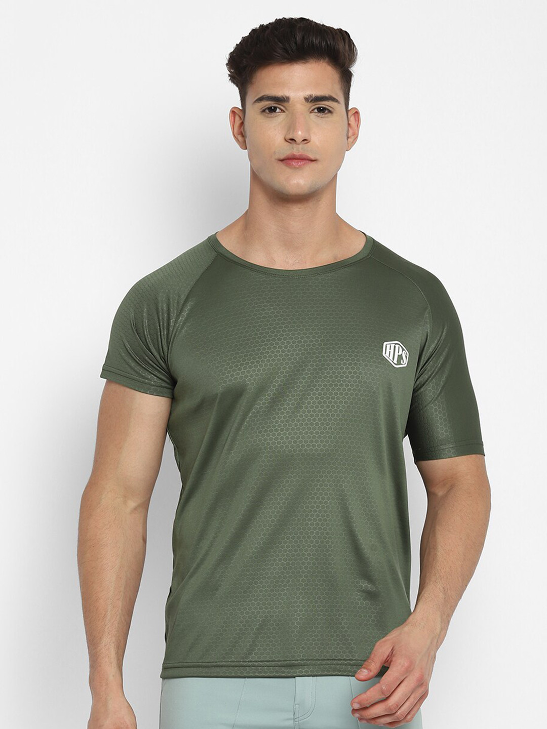 

HPS Sports Men Green Sports T-shirt
