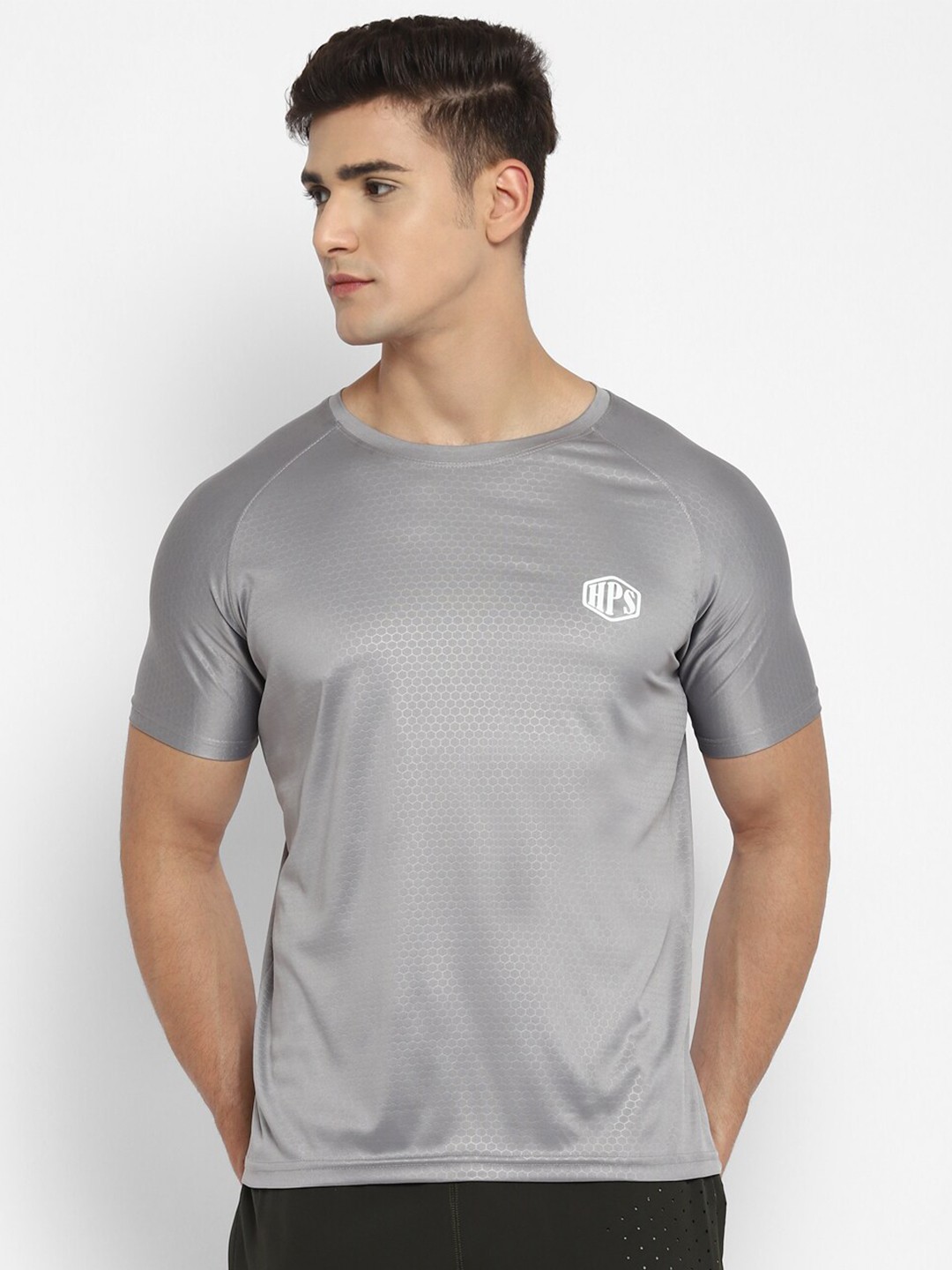 

HPS Sports Men Silver-Toned Running T-shirt