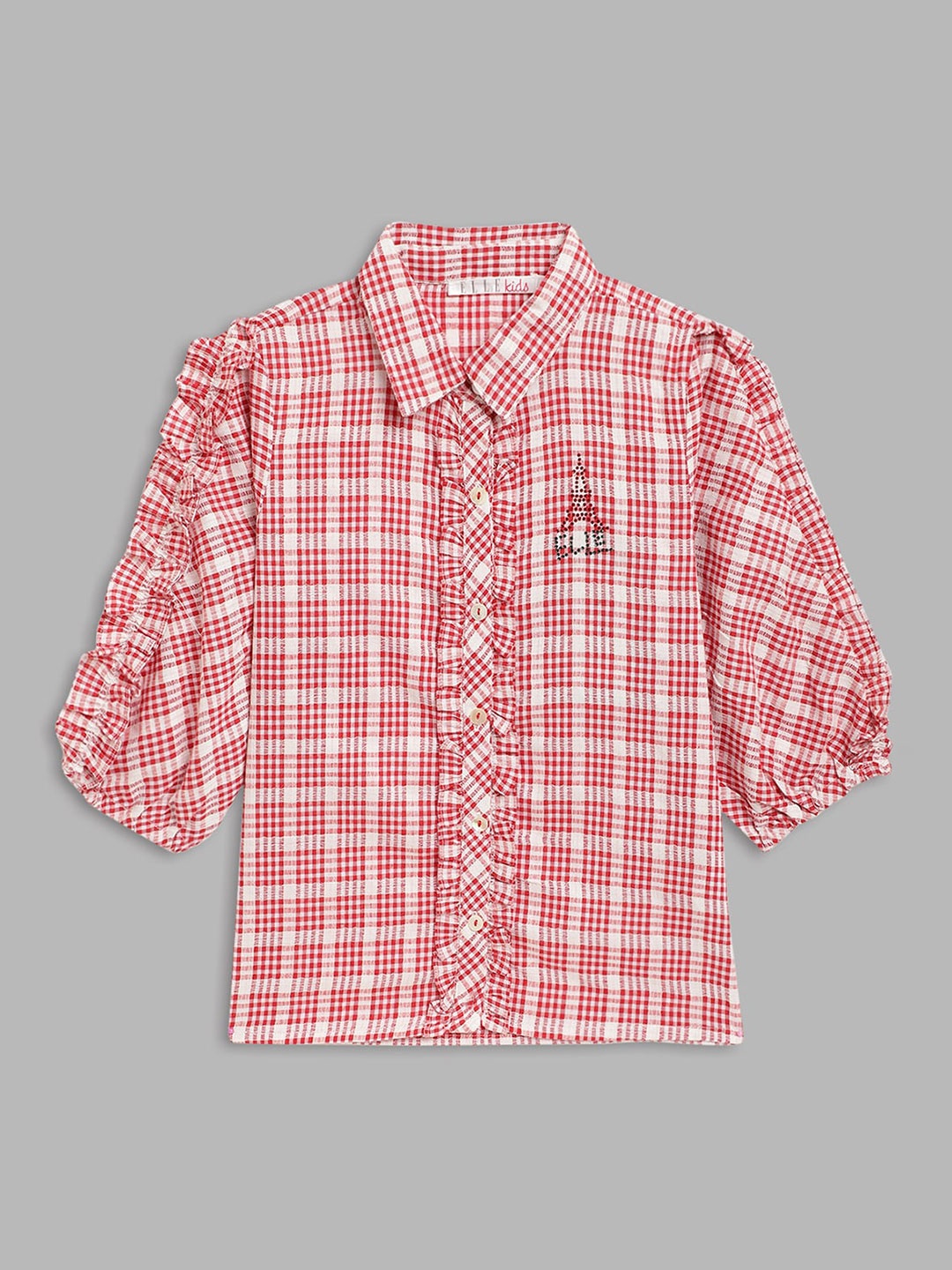 

ELLE Girls Red Checked Shirt Style Top