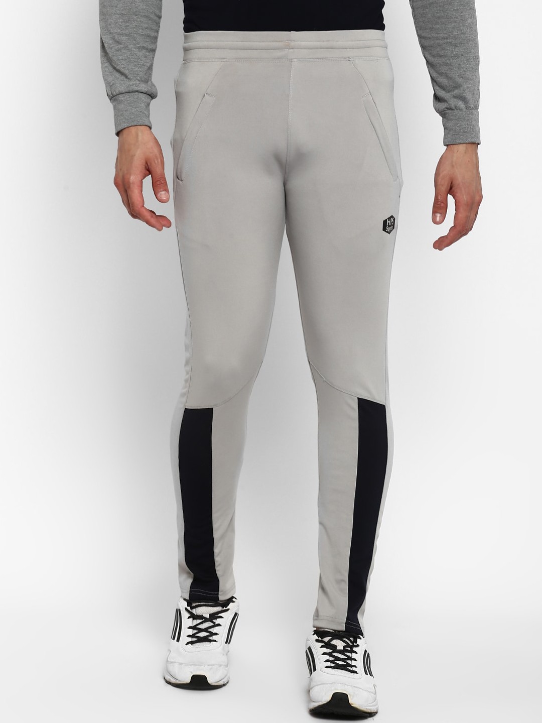 

HPS Sports Men Silver & Black Solid Slim Fit Track Pant