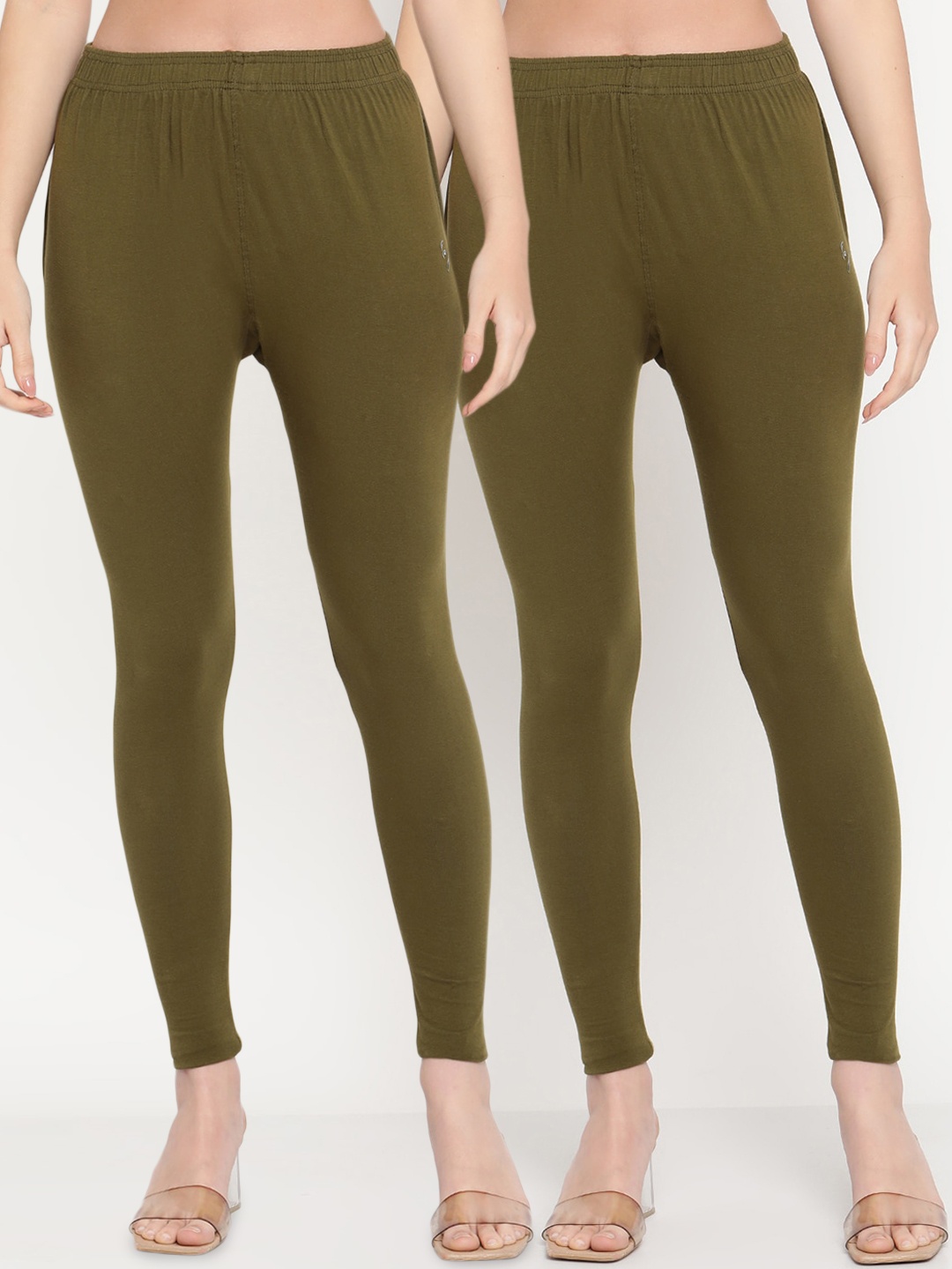 

TAG 7 Women Olive Green Pack of 2 Ankle Length Leggings