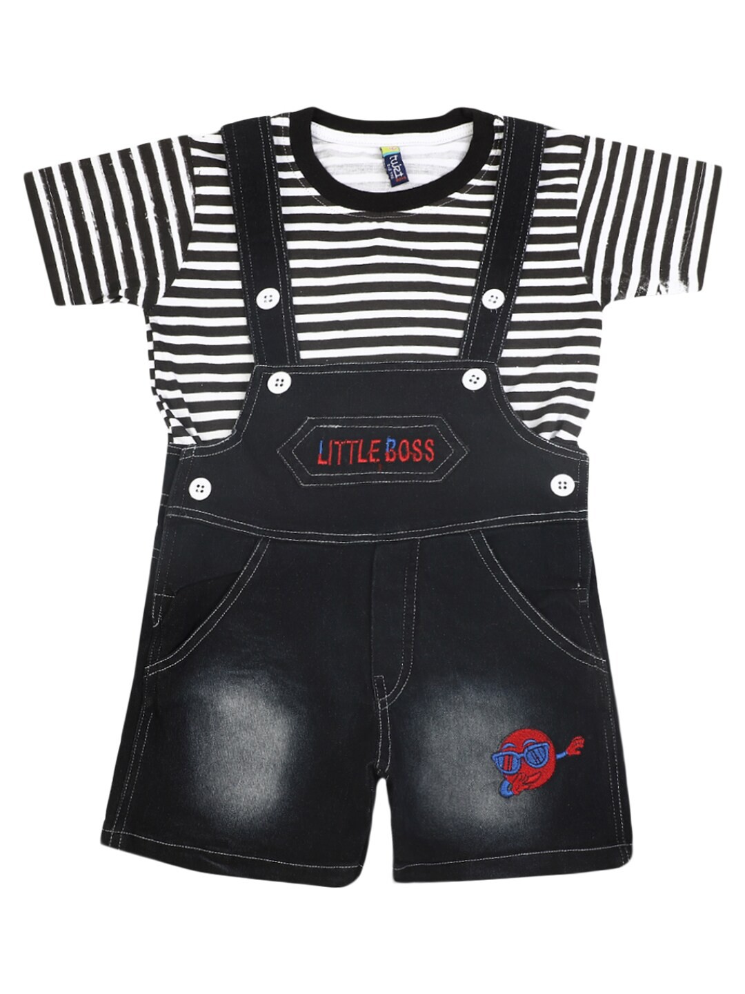 

V-Mart Kids Black & White Striped T-shirt with Trousers