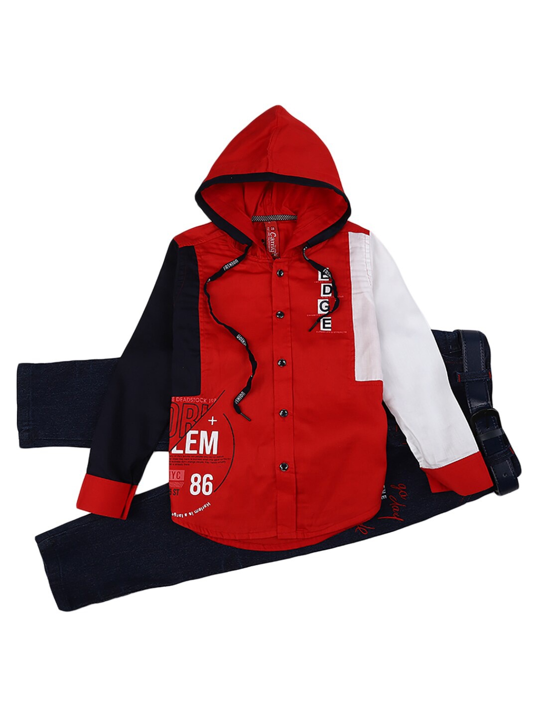 

V-Mart Boys Red & White Printed T-shirt with Trousers