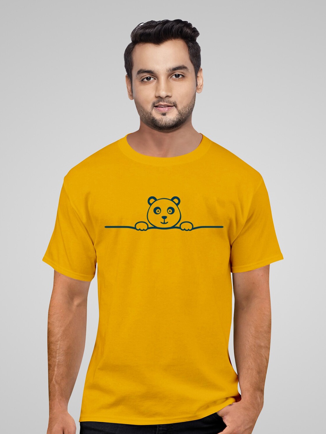 Pootlu Men Yellow Printed T-shirt