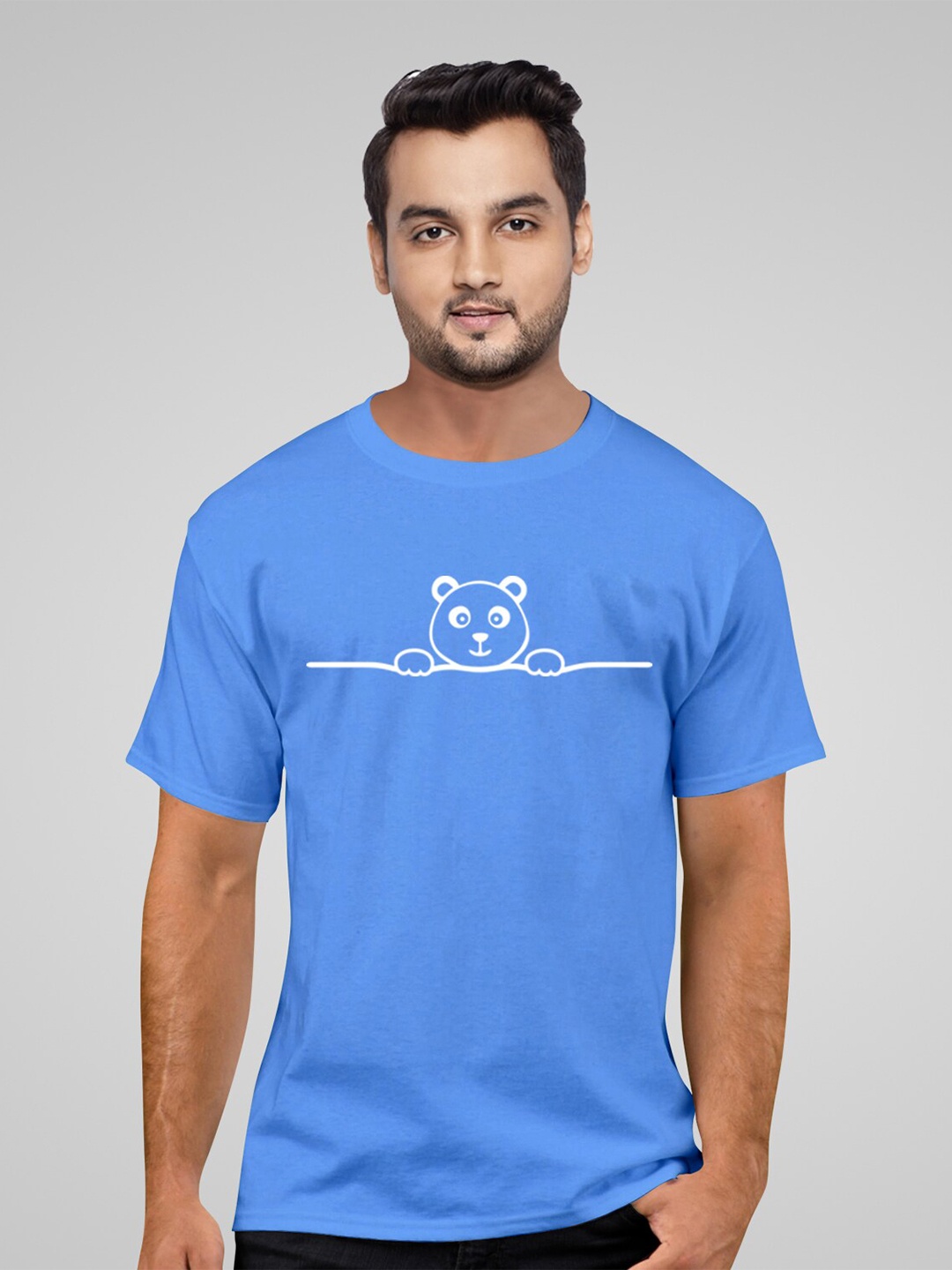 Pootlu Blue Graphic Print Cotton T-shirt